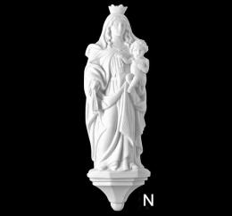 BLACK SYNTHETIC MARBLE VIRGIN OF CARMEN WITH PEDESTAL